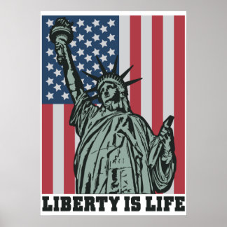 Poster Patriótico - Estátua da Liberdade - Bandeir