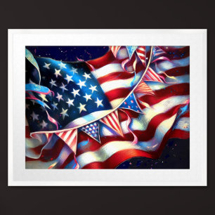 Poster Patriótico EUA Bandeira Duro Pastel