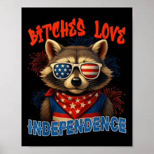 Poster Patriótico Funny Feral Independence Day Raccoon Us