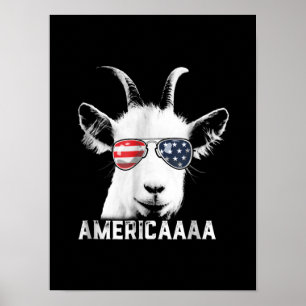 Poster Patriótico Goat Funny Goat America