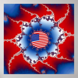 Poster Patriótico Vermelho Branco e Bandeira Azul America