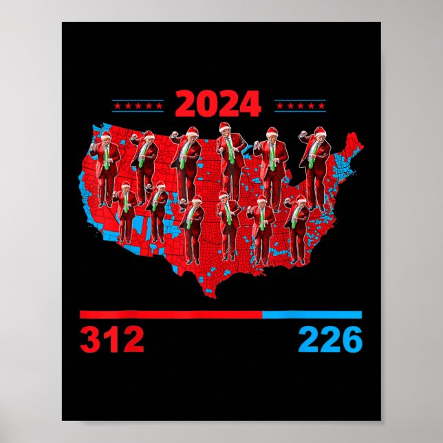 Poster Patriótico Vermelho E Azul Mapa do Condado de Elei (Frente)