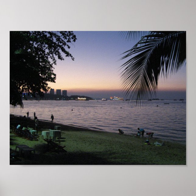 Póster Pattaya Beach Sunset.. Chonburi, Tailândia (Frente)