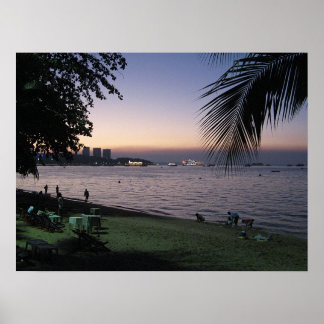 Póster Pattaya Beach Sunset.. Chonburi, Tailândia (Frente)