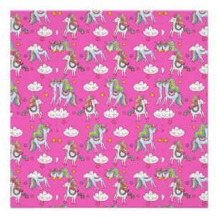 Póster Patterno Funny Unicorn Cute