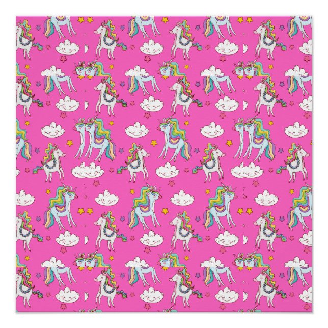 Póster Patterno Funny Unicorn Cute (Frente)