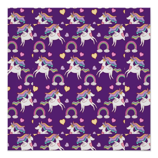 Póster Patterno Funny Unicorn Magic Horse Cute (Frente)