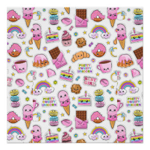 Póster Patterno Funny Unicorn Magic Rainbow Cute