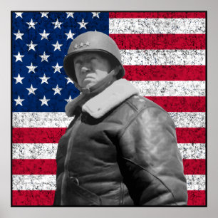 Póster Patton e a bandeira americana -- Beira