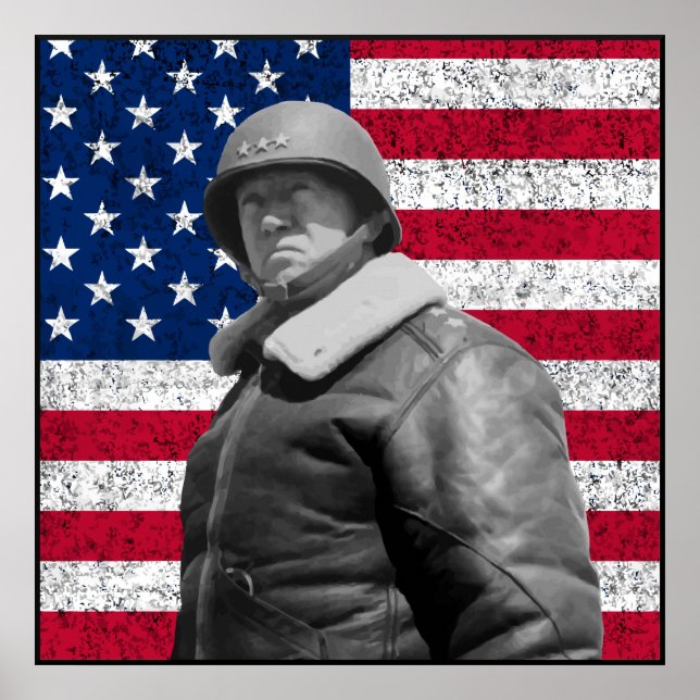 Póster Patton e The American Flag — Border (Frente)