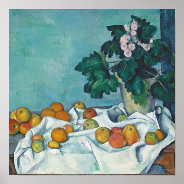 Póster Paul Cézanne ainda vive com maçãs e primroses (Frente)