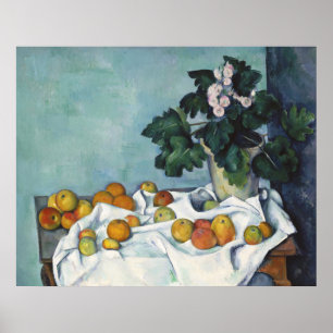 Poster Paul Cézanne Apples e um Pote de Primroses