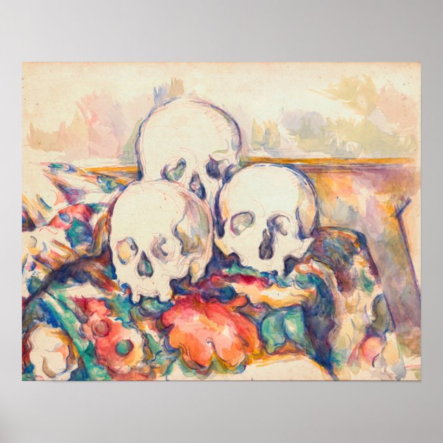 Poster Paul Cezanne - Aquarela dos Três Crânios (Frente)