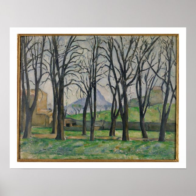 Póster Paul Cezanne | Árvores de castanha em Jas de Bouff (Frente)