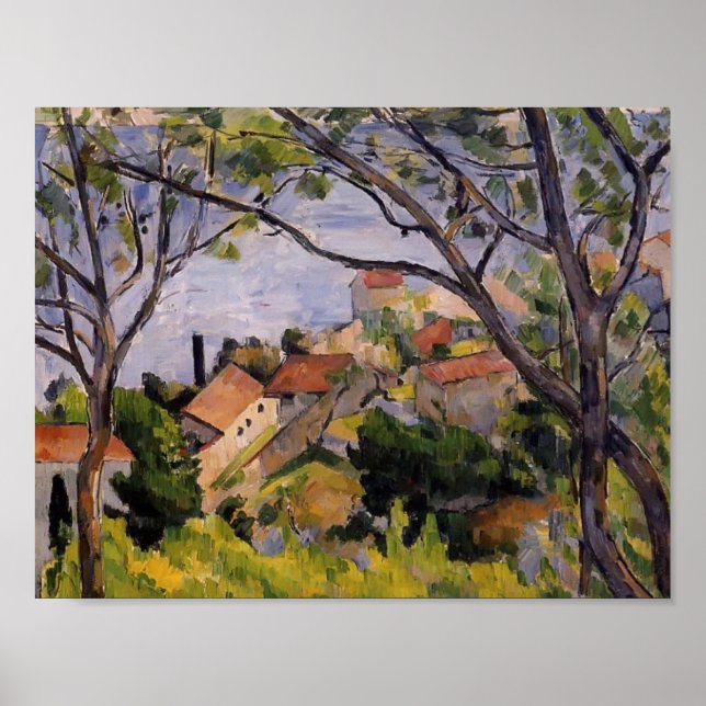 Póster Paul Cezanne, L'Estaque. Ver através das árvores (Frente)