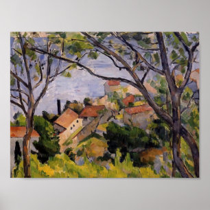 Póster Paul Cezanne- L'Estaque. Vista através das árvor