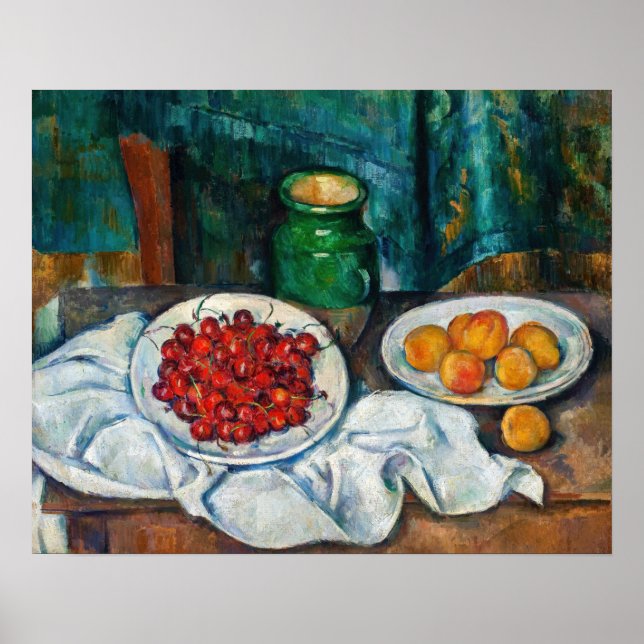 Poster Paul Cezanne - Natureza Morta com Cerejas e Pêsseg (Frente)