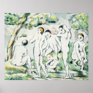 Póster Paul Cezanne   os Bathers, placa pequena