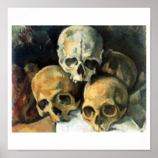 Poster Paul Cézanne, Pirâmide de Skulls 1901 belas artes