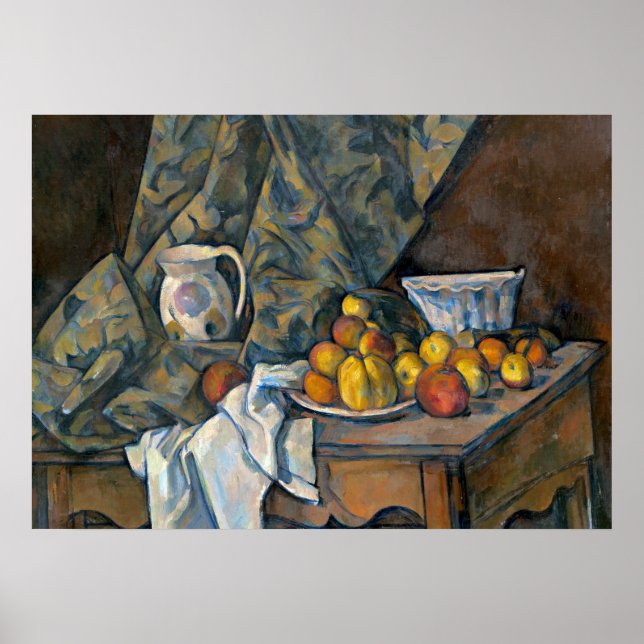 Póster Paul Cezanne | Vida tranquila com maçãs e pêssegos (Frente)
