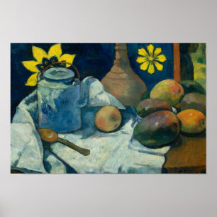 Póster Paul Gauguin - ainda vida com bule e fruta
