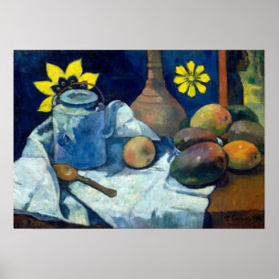 Poster Paul Gauguin ainda vive com bule e Fruta