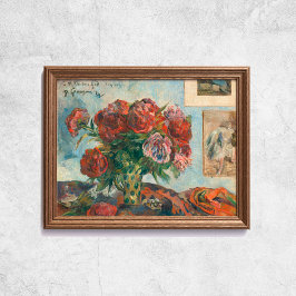 Poster Paul Gauguin ainda vive com flores vermelhas de pe