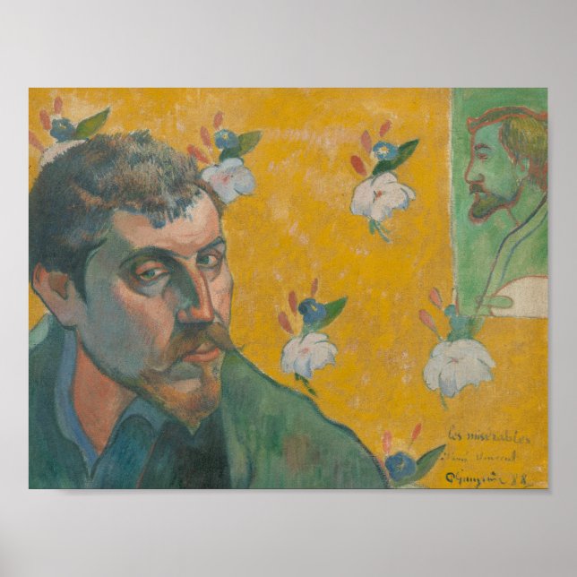 Póster Paul Gauguin - Autorretrato com retrato (Frente)