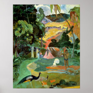 Póster Paul Gauguin  Matamoe ou Paisagem com Peacocks