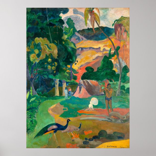 Póster Paul Gauguin Matamoe, Paisagem com Peacocks (Frente)