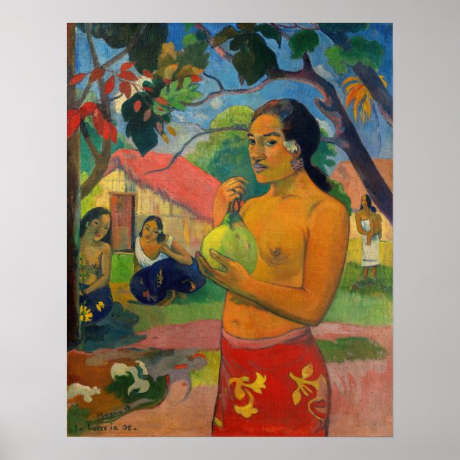 Poster Paul Gauguin - Mulher segurando uma Fruta (Frente)