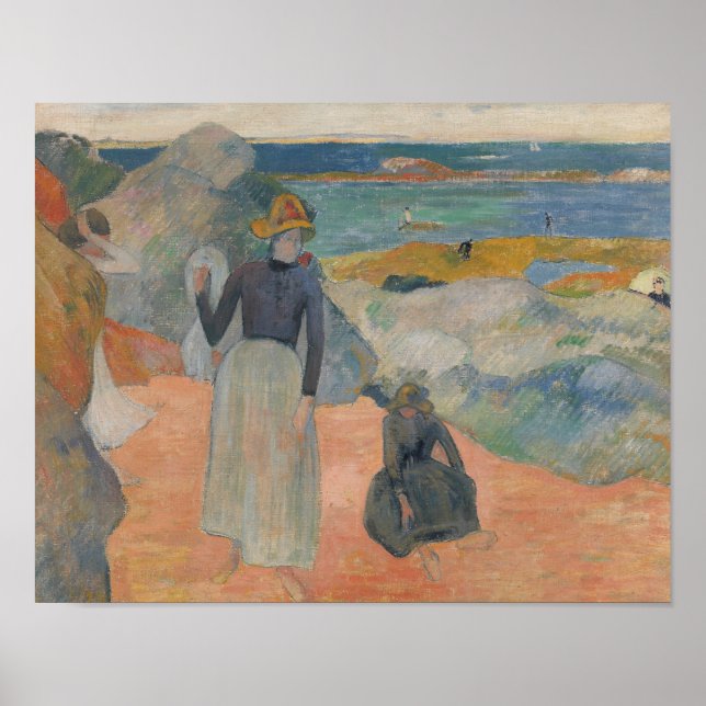 Poster Paul Gauguin - On Beach in Brittany (Frente)