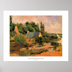 Póster Paul Gauguin que pinta Washerwomen na arte de