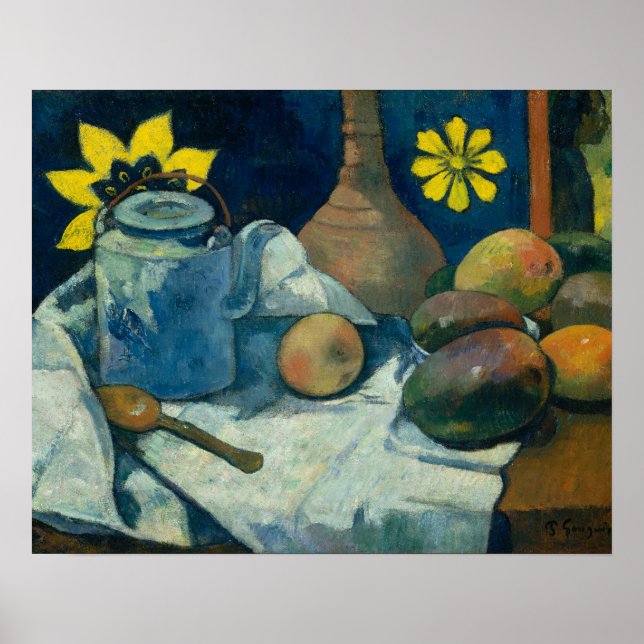 Póster Paul Gauguin - Vida Estática com Bule e Fruta (Frente)