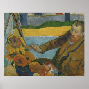 Poster Paul Gauguin Vincent van Gogh pintando girassóis
