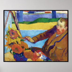 Poster Paul Gauguin Vincent van Gogh Pintando Girflores