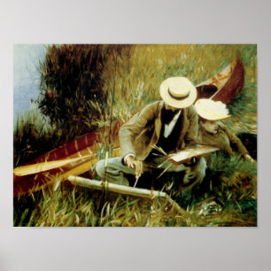 Poster Paul Helleu que esboça com sua esposa