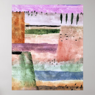Poster Paul Klee, Paisagem com Álamo,