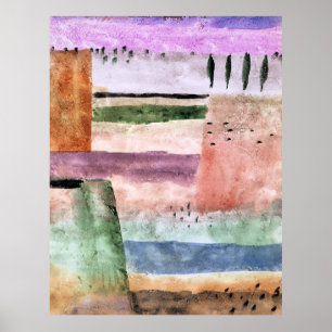 Poster Paul Klee, Paisagem com Choupos,