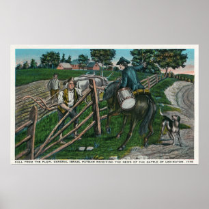 Poster Paul Revere que informa o gerador Israel Putnam