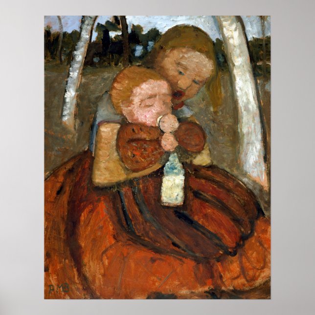 Poster Paula Modersohn-Becker Girl com Toddler (Frente)