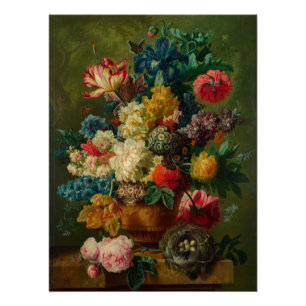 Póster Paulus Theodorus Van Bruxelas - flores em um vaso