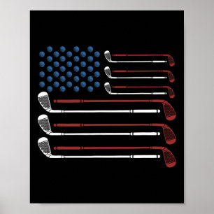 Poster Paus de golfe bandeira dos EUA vermelho branco e a