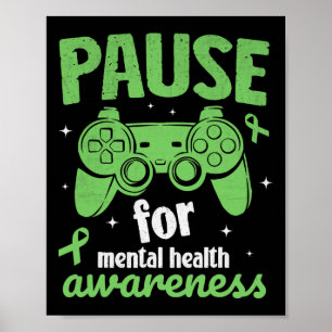 Poster Pausar Jogo Para Conscientização da Saúde Mental C