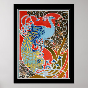 Póster Pavão Art Deco Vintage