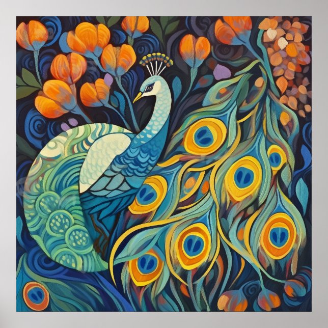 Poster Pavão-de-água azul vibrante (Frente)