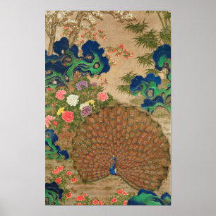 Poster Pavão e flores chinesas (século XVII)