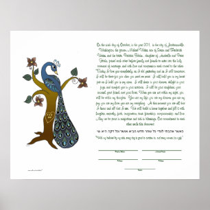 Póster Pavão em uma árvore (b) - Ketubah