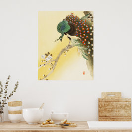 Poster Pavão Na Árvore Do Flor De Cereja