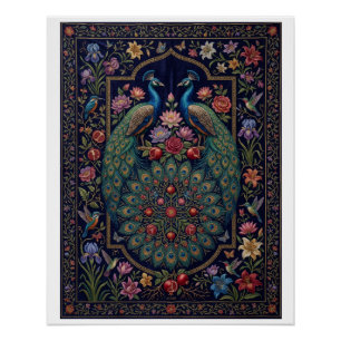Póster Pavão Ornamental Elegante Fleece Botânico Ornament